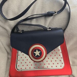 Stylish Navy and Red Star Crossbody Bag